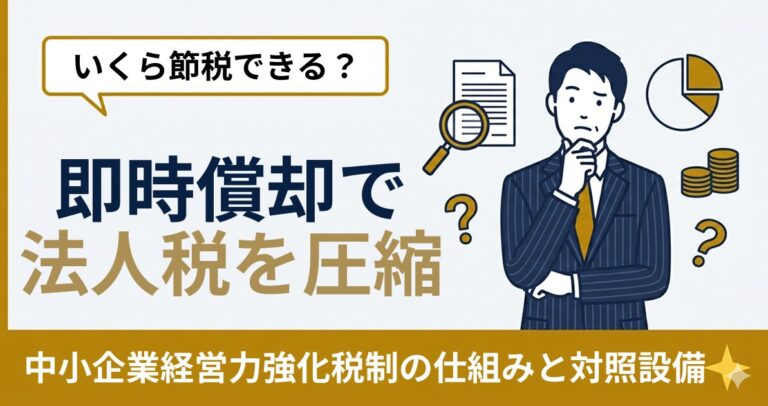 即時償却とは？中小企業経営強化税制を使った節税の仕組みと対象設備
