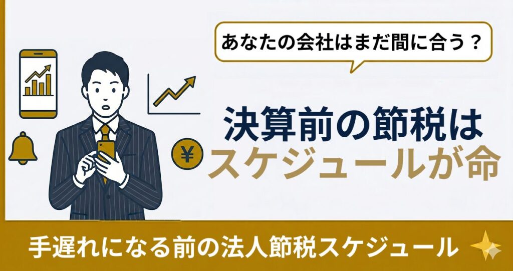 決算3ヶ月前からの法人節税スケジュールと実務チェックリストの図解