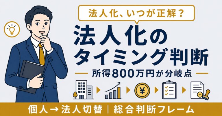 個人事業主の法人化タイミング完全ガイド｜売上・利益・課税年度で判断する目安と手続き【2026年版】