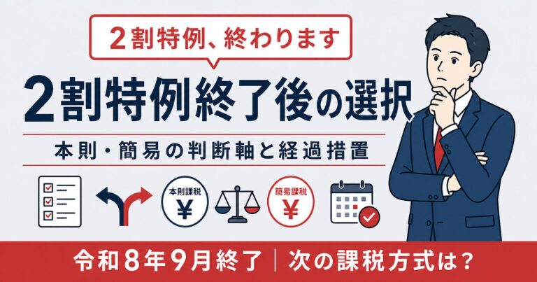 消費税2割特例の終了後｜法人が選ぶ本則課税・簡易課税の判断軸と経過措置の実務【2026年版】