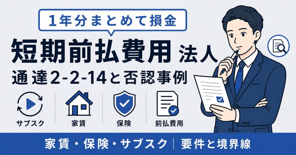 短期前払費用を法人で使う特例アイキャッチ画像。通達2-2-14完全ガイドと否認事例を解説