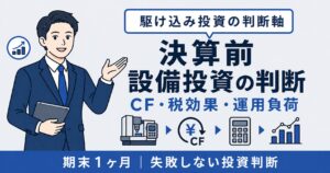 決算前 設備投資の判断3軸｜駆け込み投資のリスクとチェックリスト【2026年版】